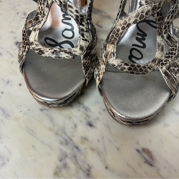 Sam Edelman Eden Heels Size 7M snakeskin shoes Leather - Picture 4 of 7